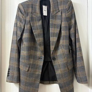 Express Gray and Tan Plaid Blazer